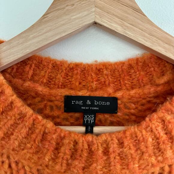Rag & Bone Merino Wool Knit Crew Neck Pullover Sweater Orange XXS - Picture 4 of 8